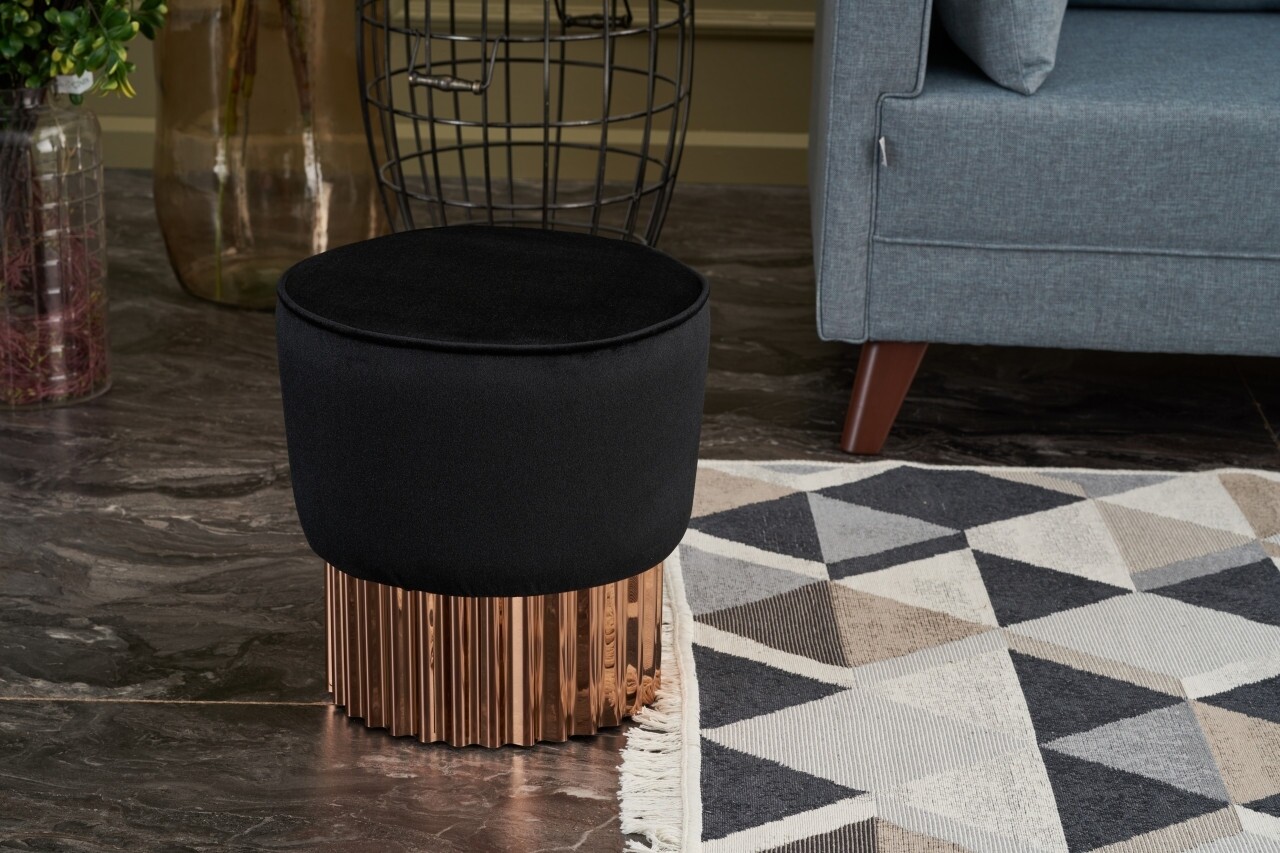 Taburet Living Puf, Balcab Home, 38x38x40 cm, lemn, negru - imagine 6